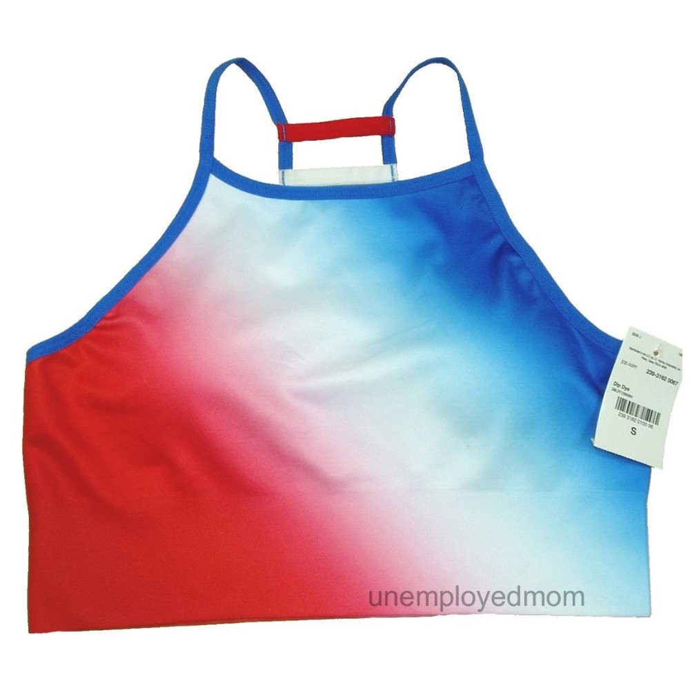 Girls Summer Red White Blue Tank Top / Bra with Removal Pads Youth Shirt